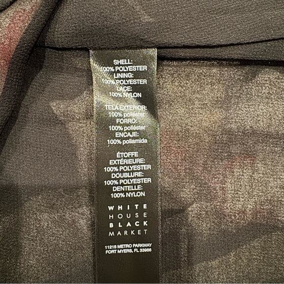 WHITE HOUSE BLACK MARKET FLORAL PLEATED BELL SLEEVE BLOUSE W/LACE SIZE 8P - Picture 9 of 10